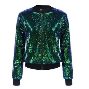 Jackets Coats Womens Sequin Jacket Casual Long Sleeve Front